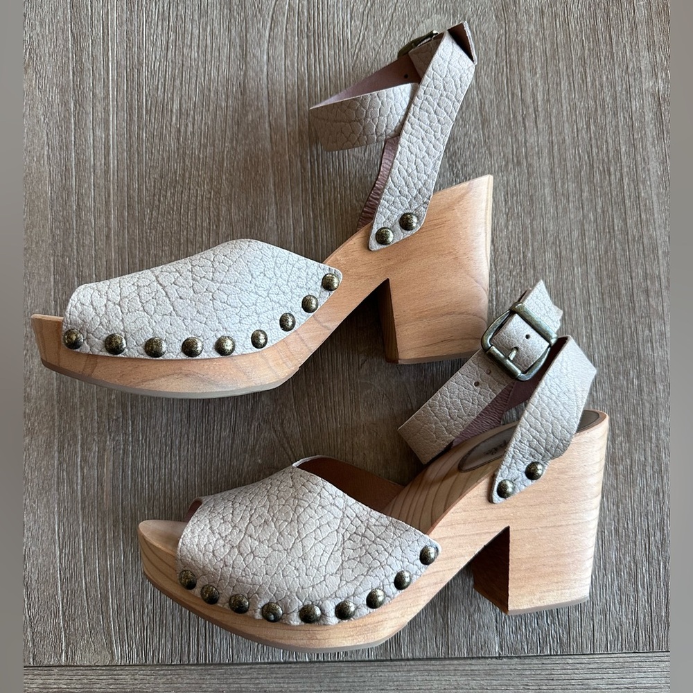 Free People Pasadena Wooden Platform Clog Sandals Womens 10 / EU 41 EUC - Picture 2 of 12